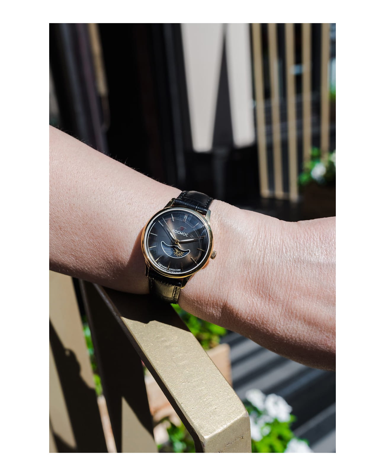 Космос Космос Солнце и Луна K 617.21.31,  россия женские часы на браслете кожаный боковой вид